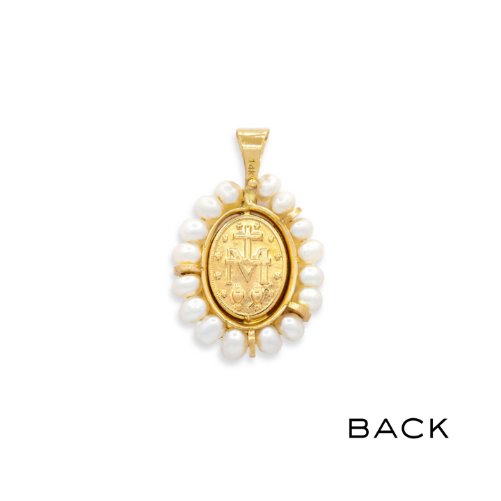 14K Pearl Halo Miraculous Pendant