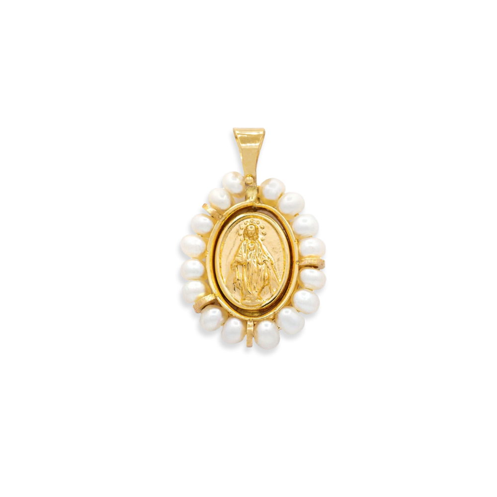 14K Pearl Halo Miraculous Pendant