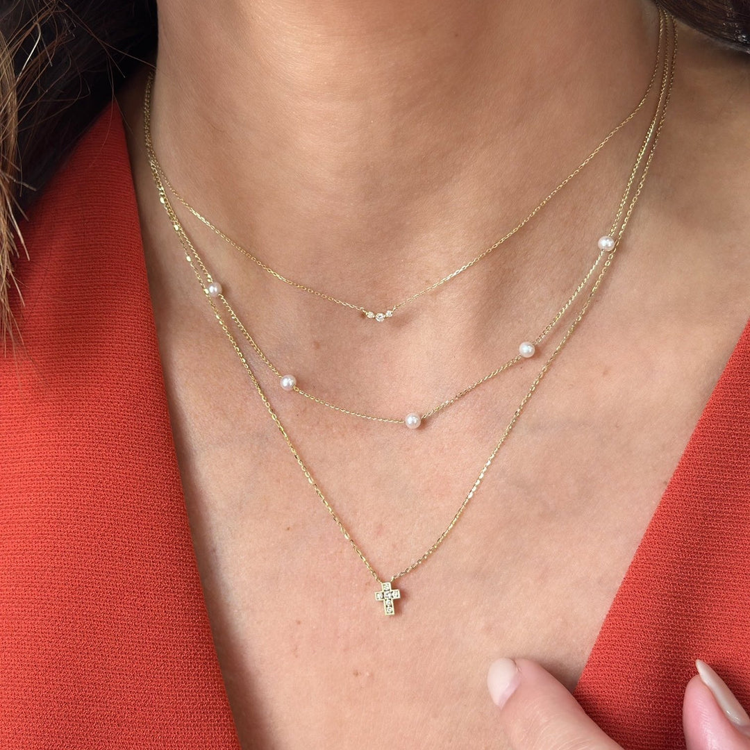 14K Pearl Station Necklace