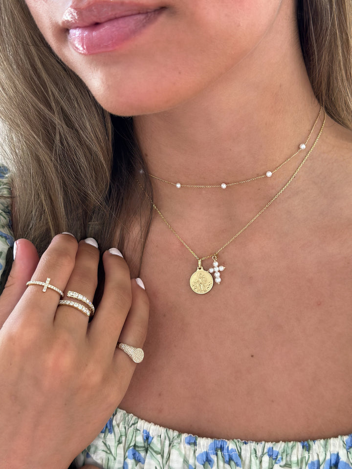 14K Pearl Station Necklace