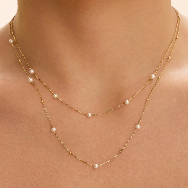 14K Pearl Station Necklace