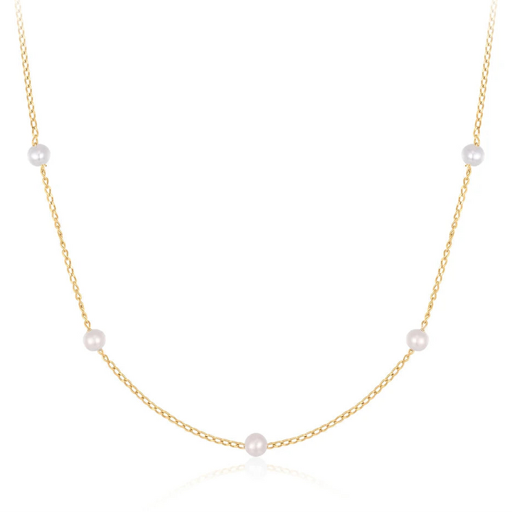 14K Pearl Station Necklace
