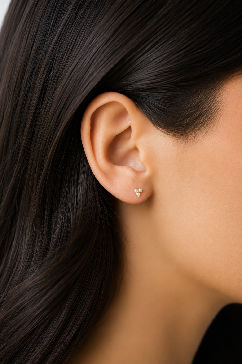 14K Pearl Trio Flat Back Stud-Embark Fine Jewelry