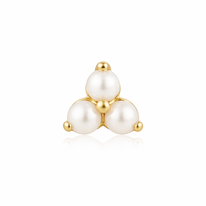 14K Pearl Trio Flat Back Stud