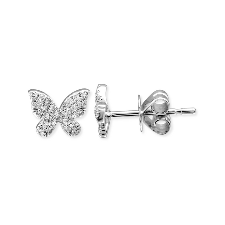 14K Petite Diamond Butterfly Studs