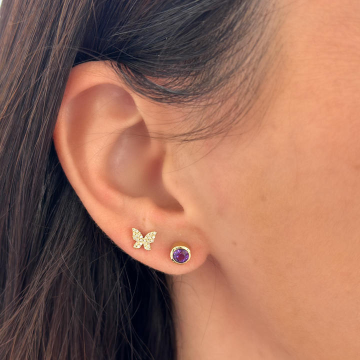 14K Petite Diamond Butterfly Studs