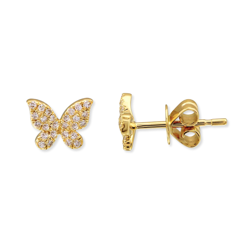 14K Petite Diamond Butterfly Studs
