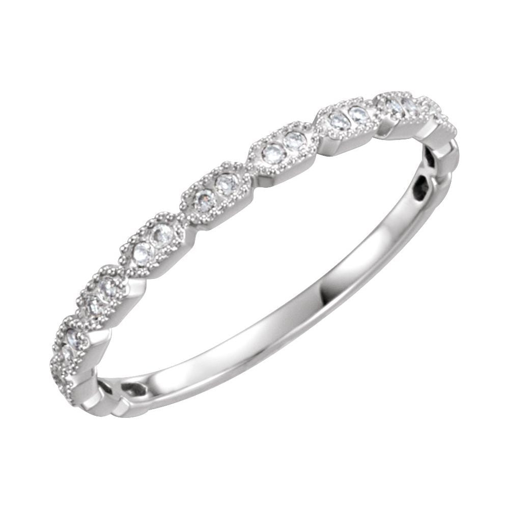 14K Petite Diamond &amp; Milgrain Stackable Ring
