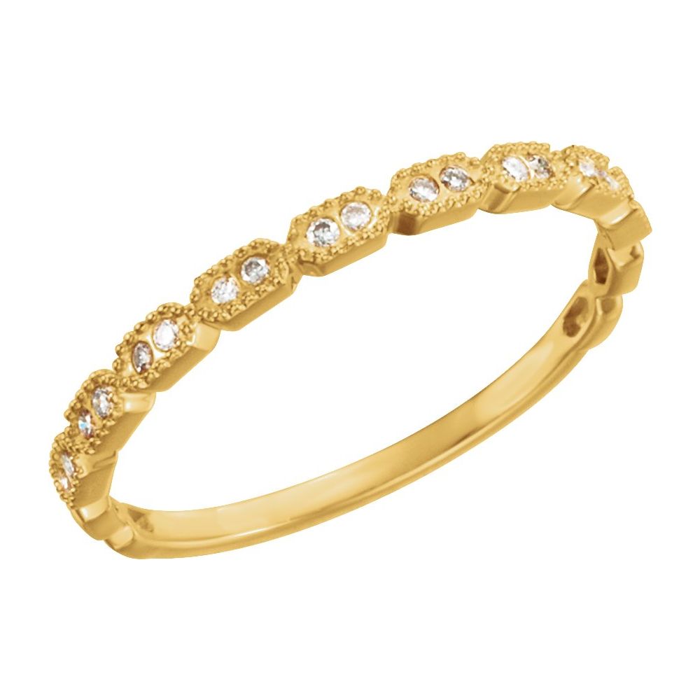 14K Petite Diamond &amp; Milgrain Stackable Ring