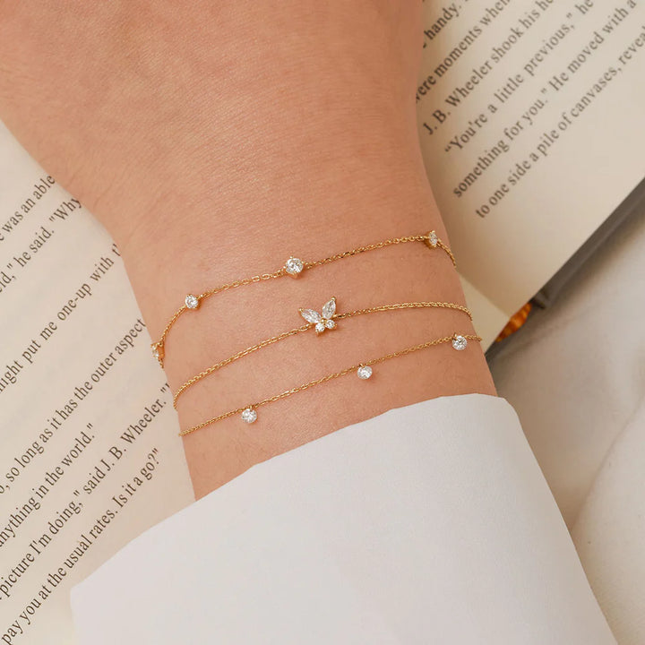14K Petite Diamond Station Bracelet