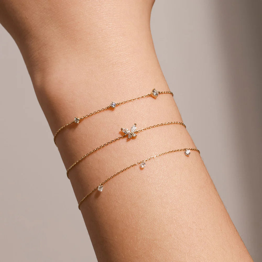 14K Petite Diamond Station Bracelet
