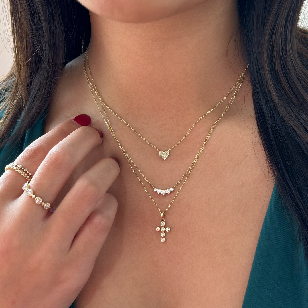 14K Petite Pave Diamond Heart Necklace