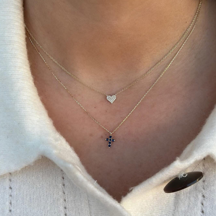 14K Petite Pave Diamond Heart Necklace