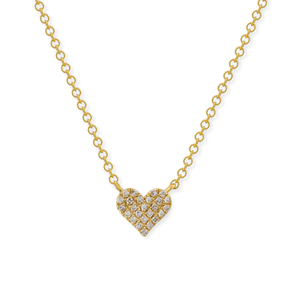 14K Petite Pave Diamond Heart Necklace