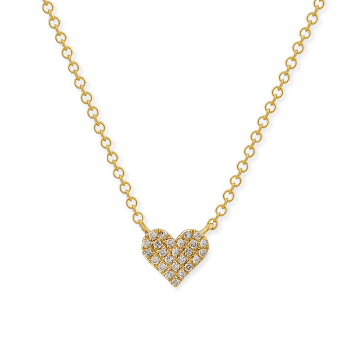 14K Petite Pave Diamond Heart Necklace
