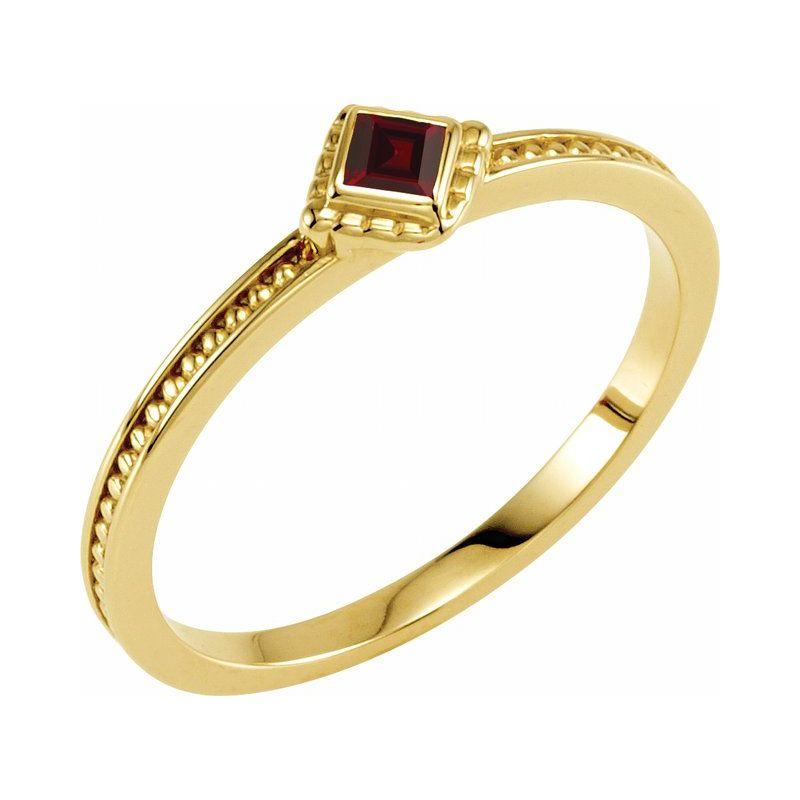 14K Princess-Cut Gemstone Stack Ring