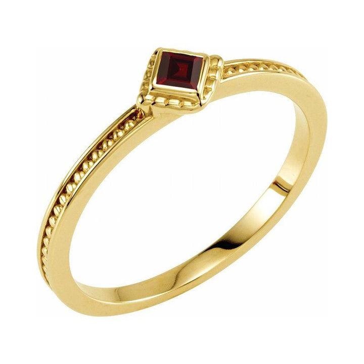 14K Princess-Cut Gemstone Stack Ring
