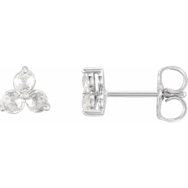 14K Rose-Cut Diamond Trio Stud