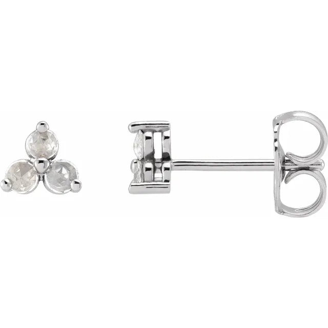 14K Rose-Cut Diamond Trio Stud
