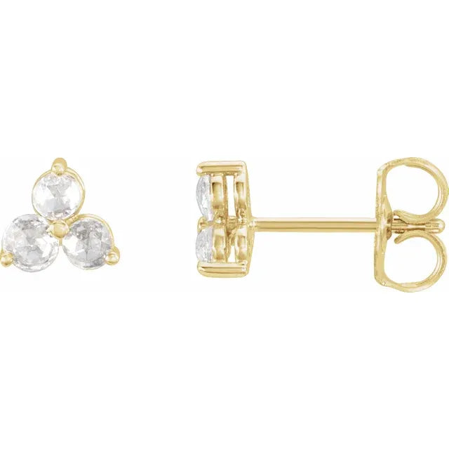 14K Rose-Cut Diamond Trio Stud