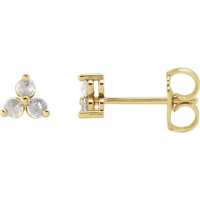 14K Rose-Cut Diamond Trio Stud