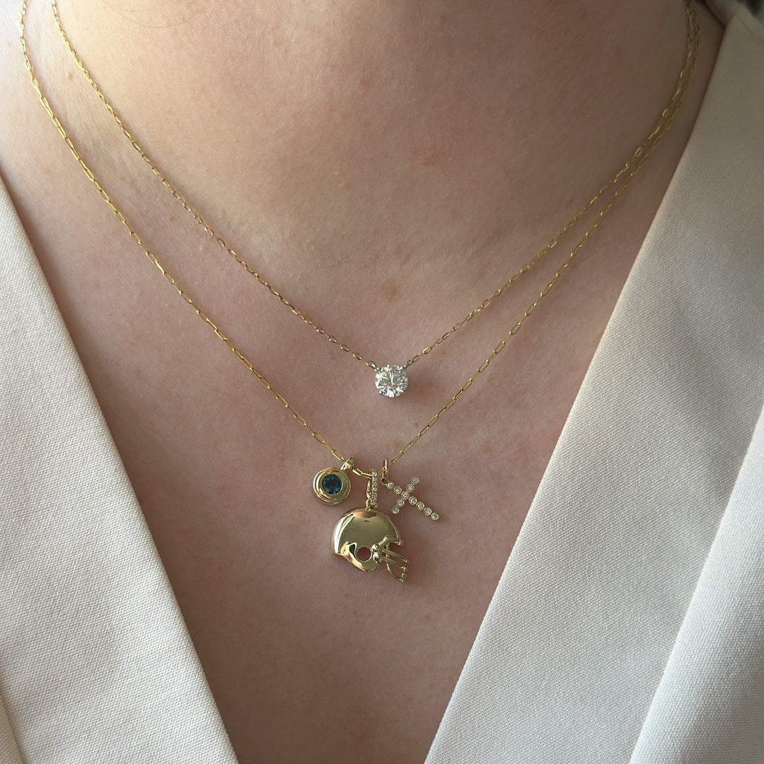 14K Round Bezel Charm Pendant