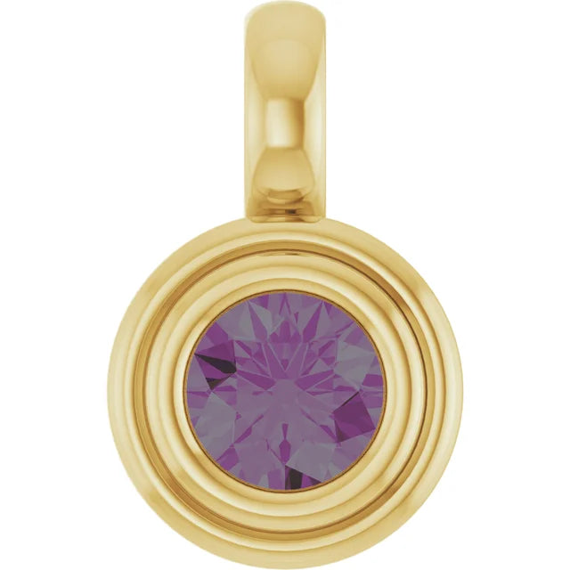 14K Round Bezel Charm Pendant