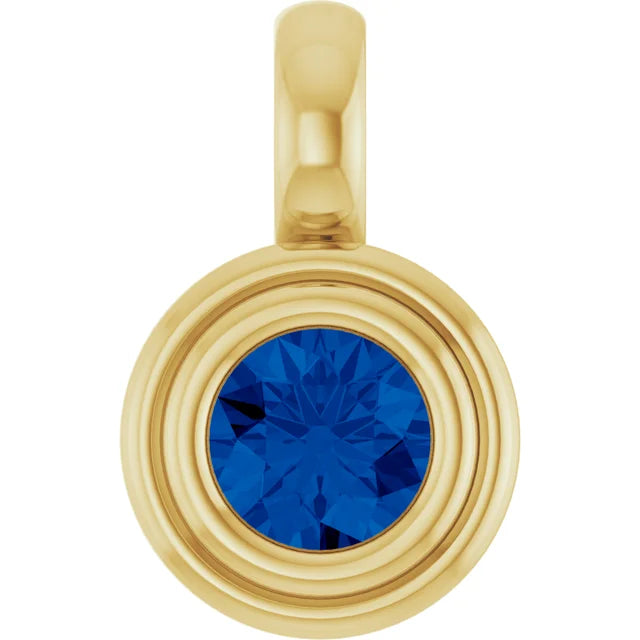 14K Round Bezel Charm Pendant