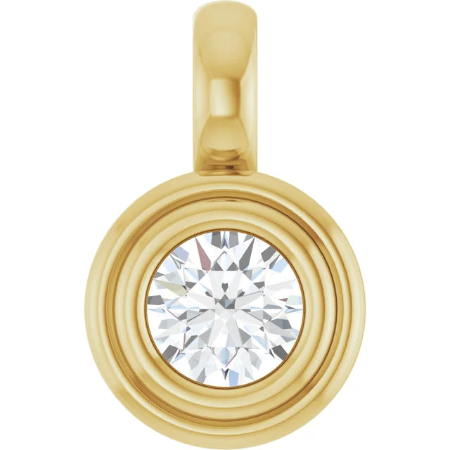 14K Round Bezel Charm Pendant