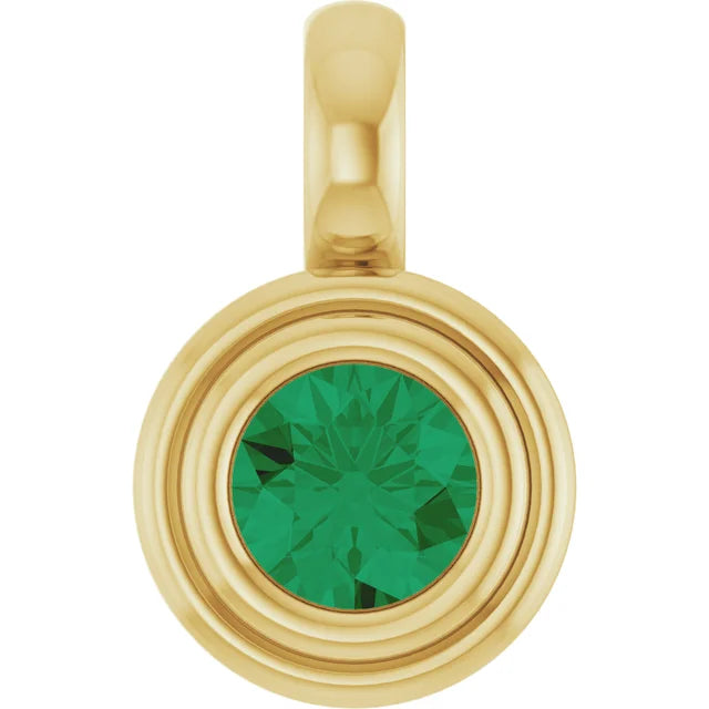 14K Round Bezel Charm Pendant