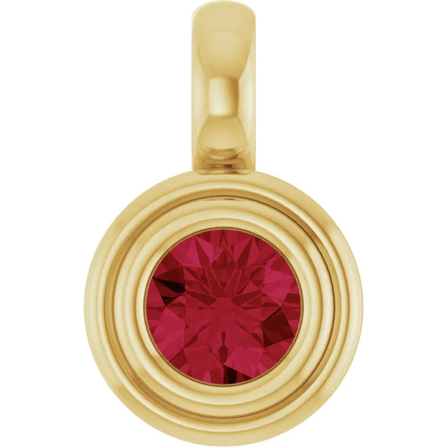 14K Round Bezel Charm Pendant