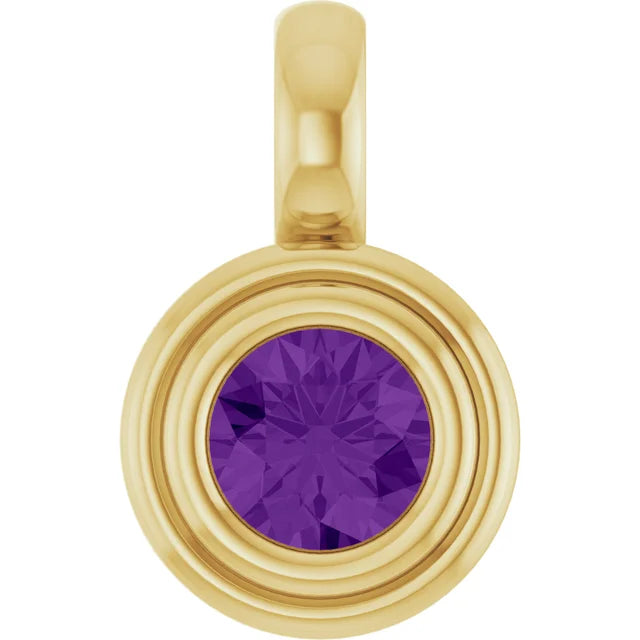 14K Round Bezel Charm Pendant