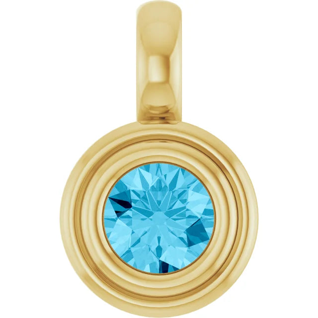14K Round Bezel Charm Pendant