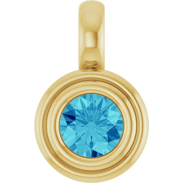 14K Round Bezel Charm Pendant