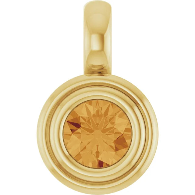 14K Round Bezel Charm Pendant