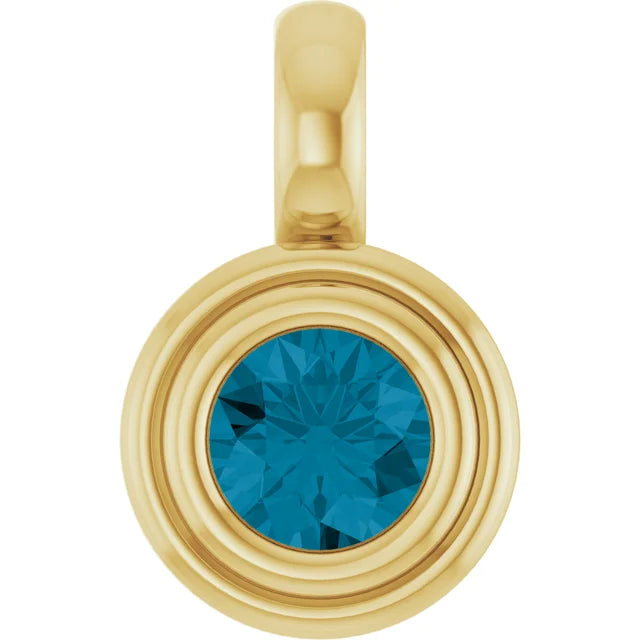14K Round Bezel Charm Pendant