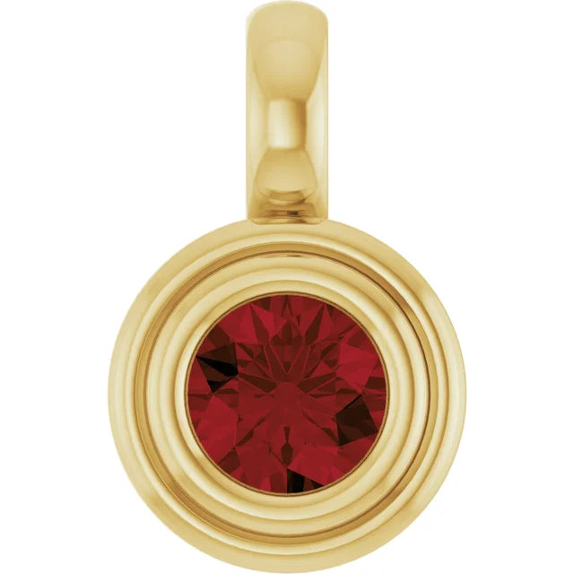 14K Round Bezel Charm Pendant