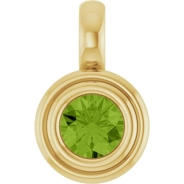 14K Round Bezel Charm Pendant