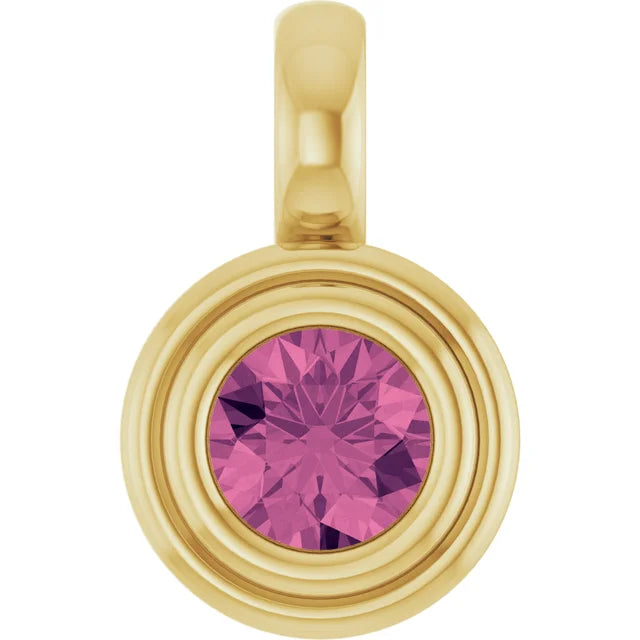 14K Round Bezel Charm Pendant