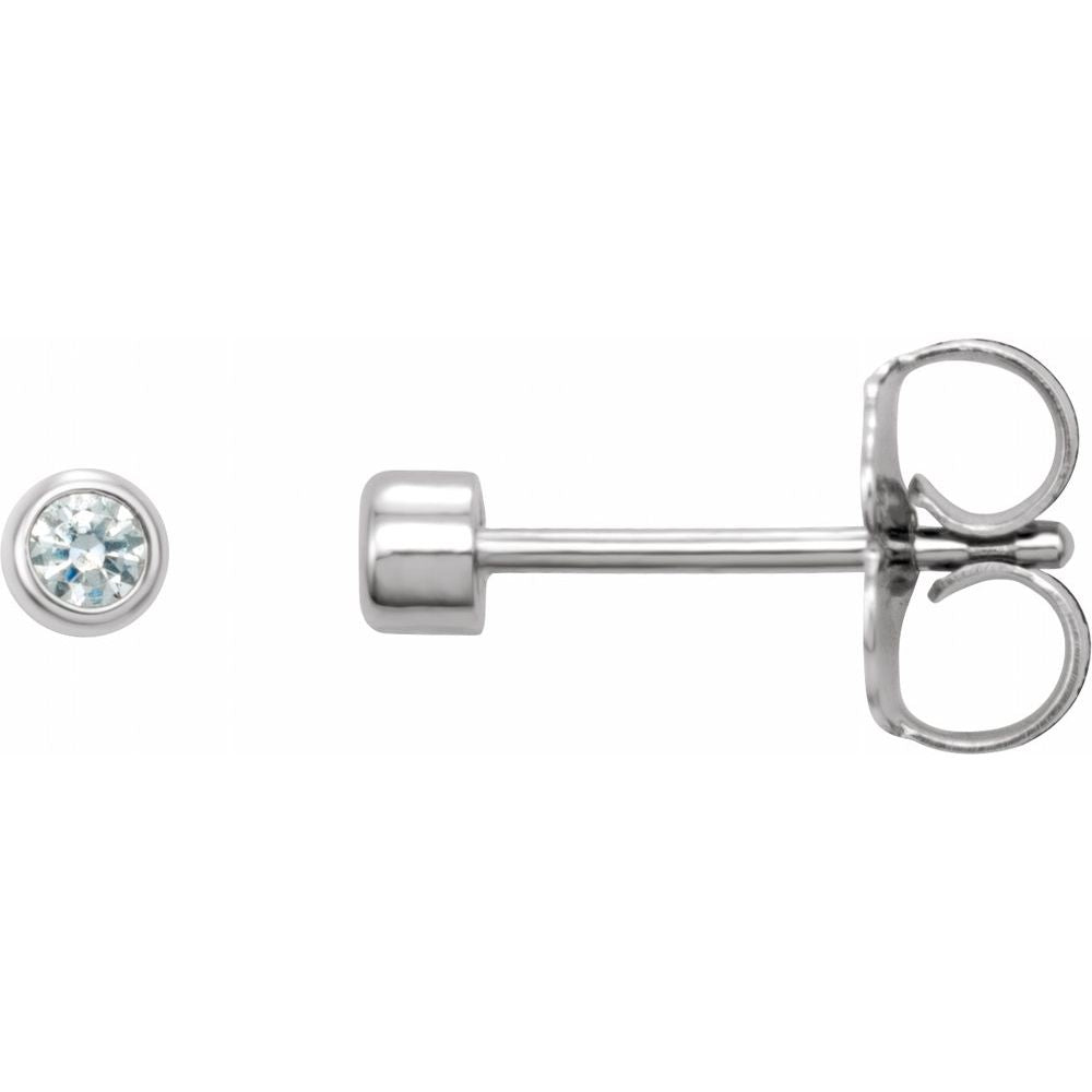 14K Round Diamond Bezel Stud
