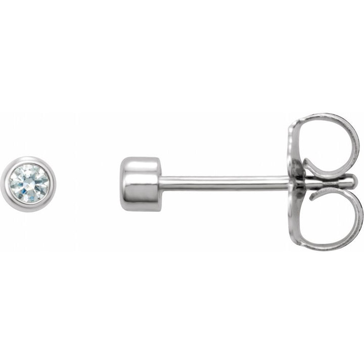 14K Round Diamond Bezel Stud