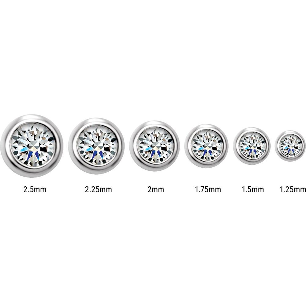 14K Round Diamond Bezel Stud
