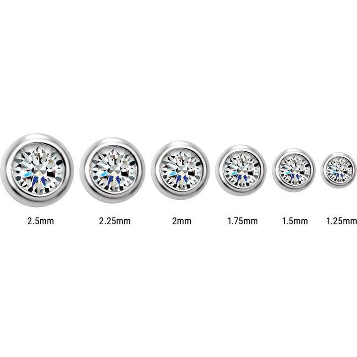 14K Round Diamond Bezel Stud