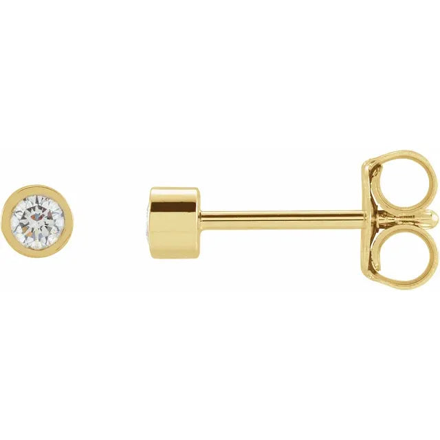 14K Round Diamond Bezel Stud