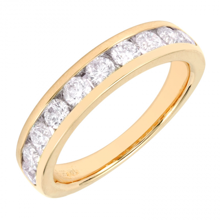 14K Natural Round Diamond Channel Wedding Band