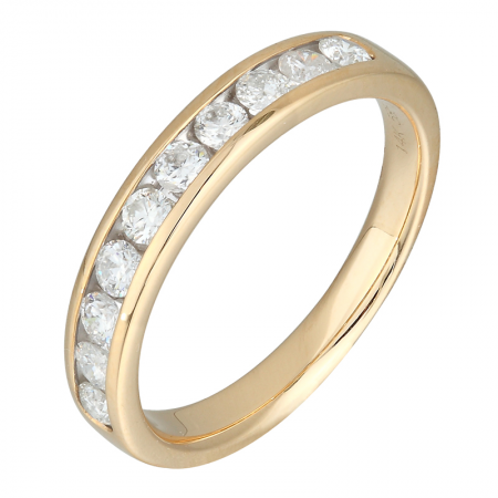 14K Natural Round Diamond Channel Wedding Band