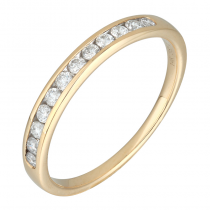 14K Natural Round Diamond Channel Wedding Band