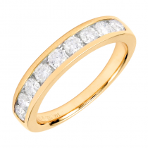 14K Natural Round Diamond Channel Wedding Band