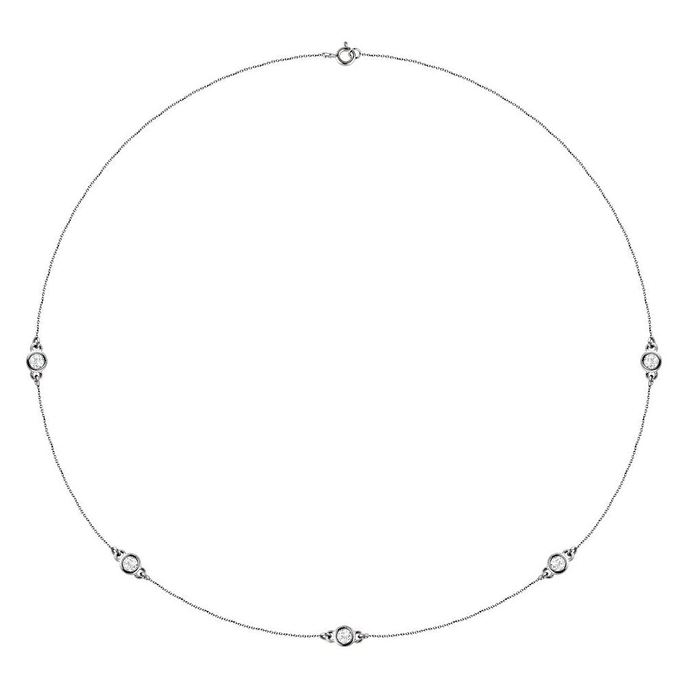 14K Round Diamond Station Necklace
