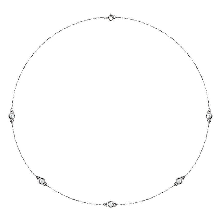 14K Round Diamond Station Necklace